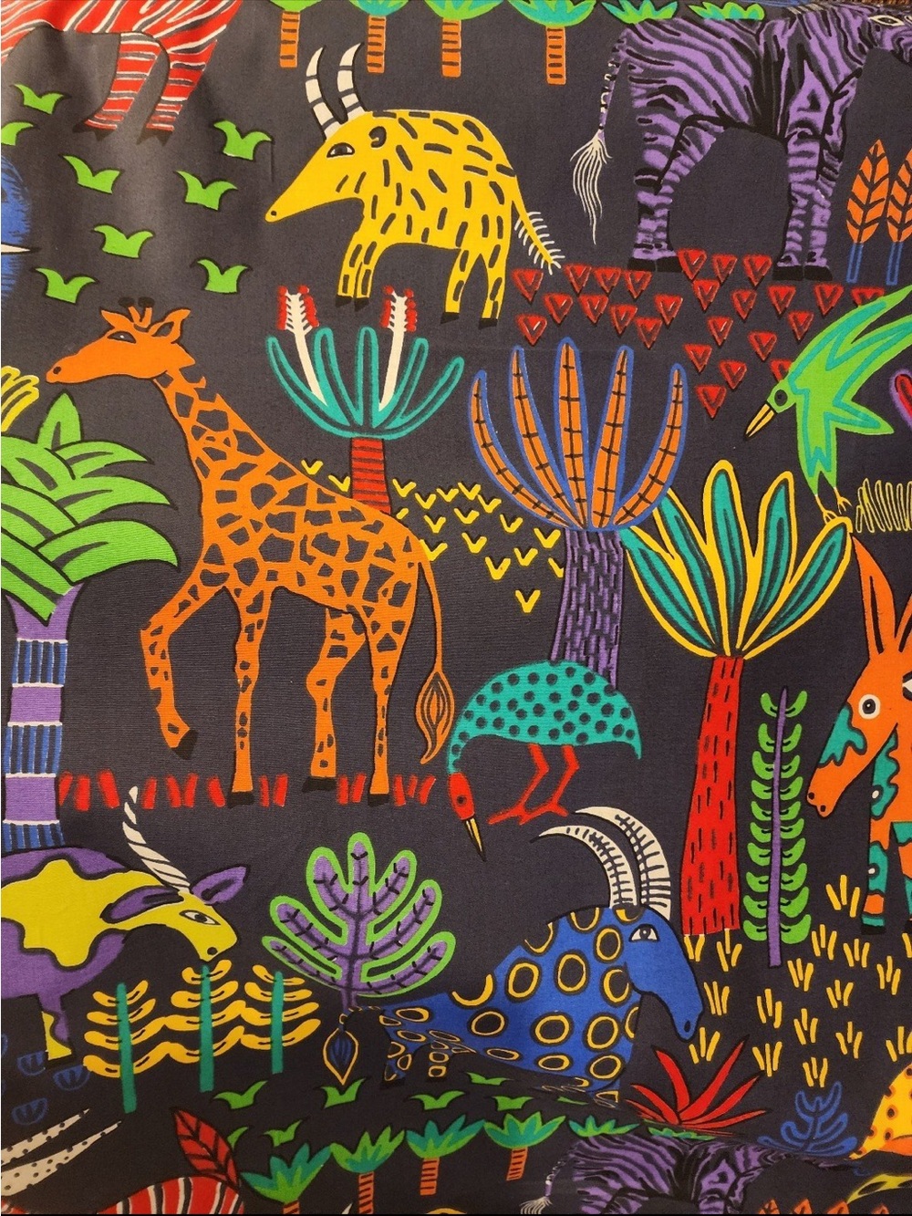 Vtg 1994 Stuart Graham Curious Creatures Whimsy Cotton Fabric Safari Animal BTY